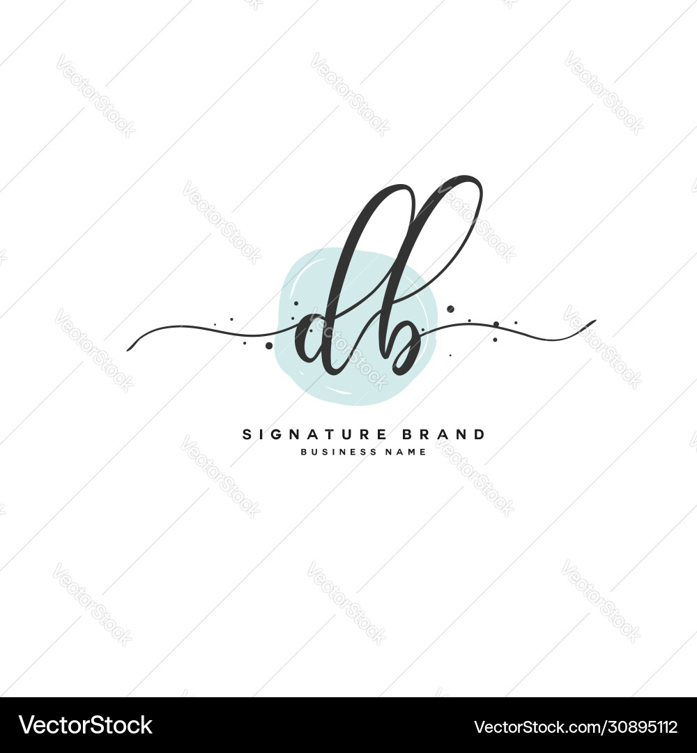 D b db initial letter handwriting and signature Vector Image