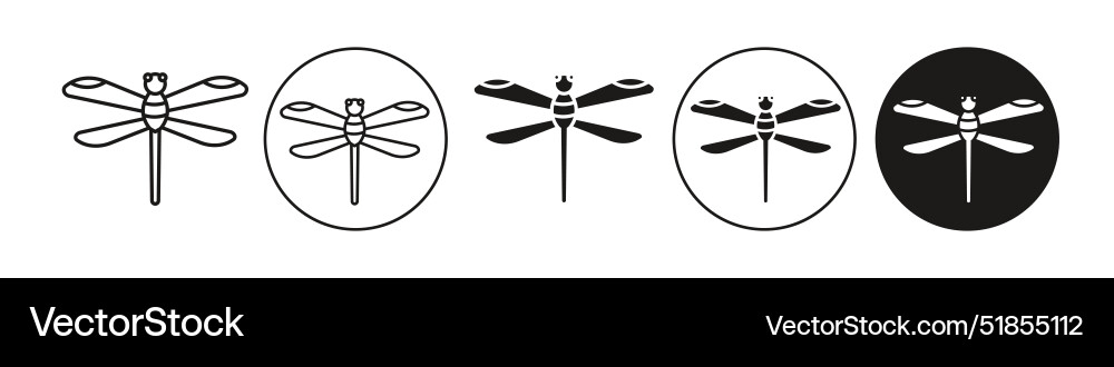 Dragonfly icon set collection for web Dragonfly icon set collection for web Vector Image