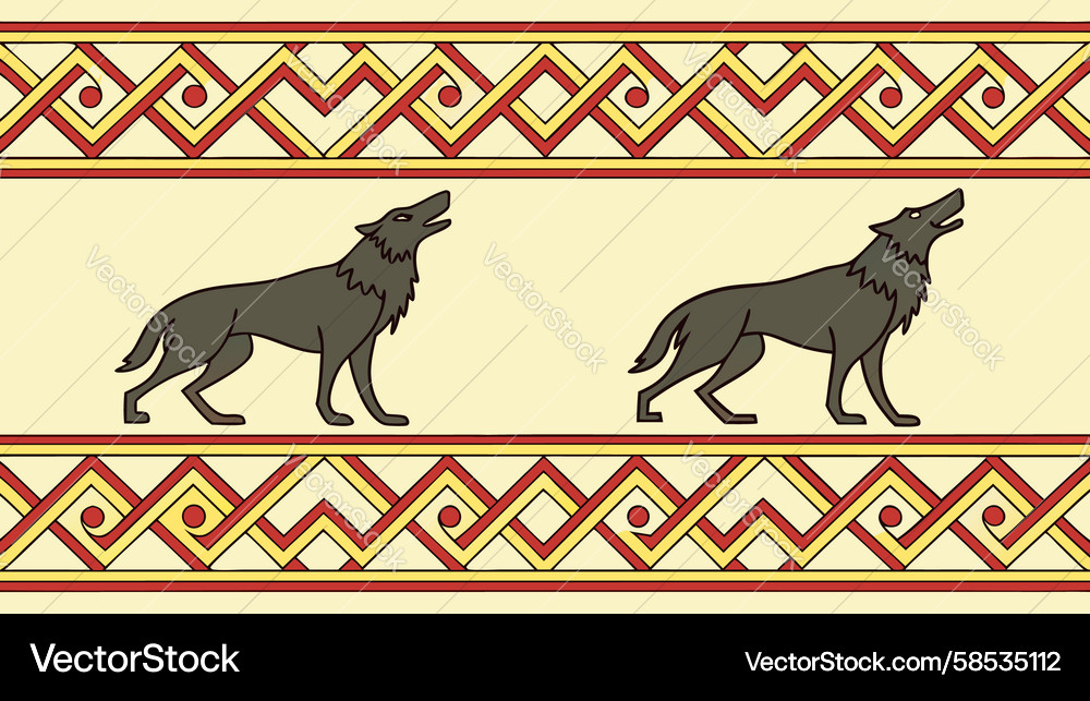 Dynamic Wolf Border Pattern Vector Image