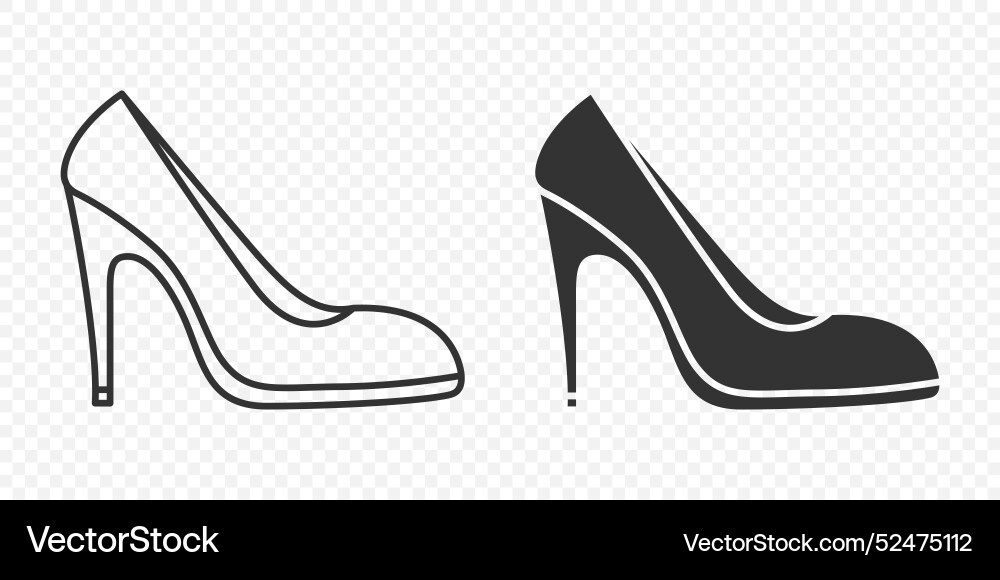 Flat linear and silhouette high-heeled Royalty Free Vector