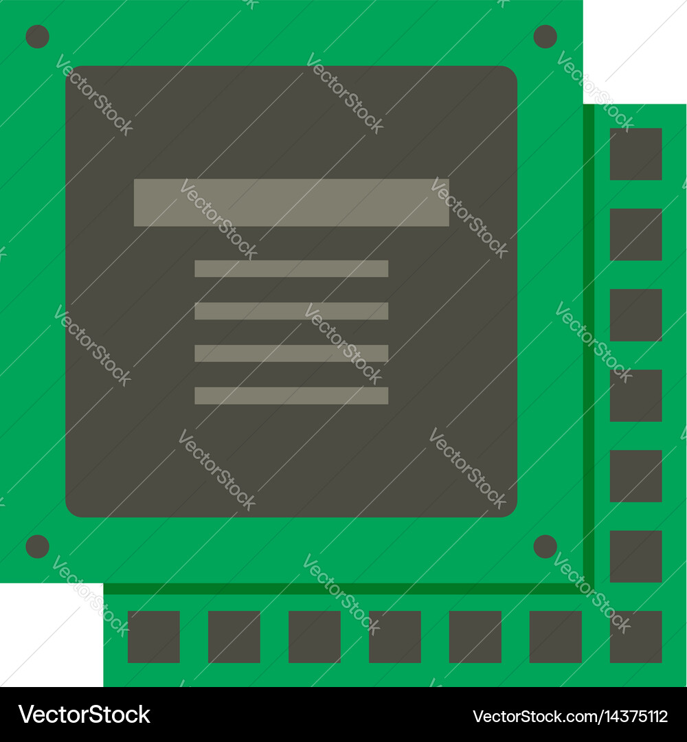 Green computer cpu processor chip icon isolated Vector Image