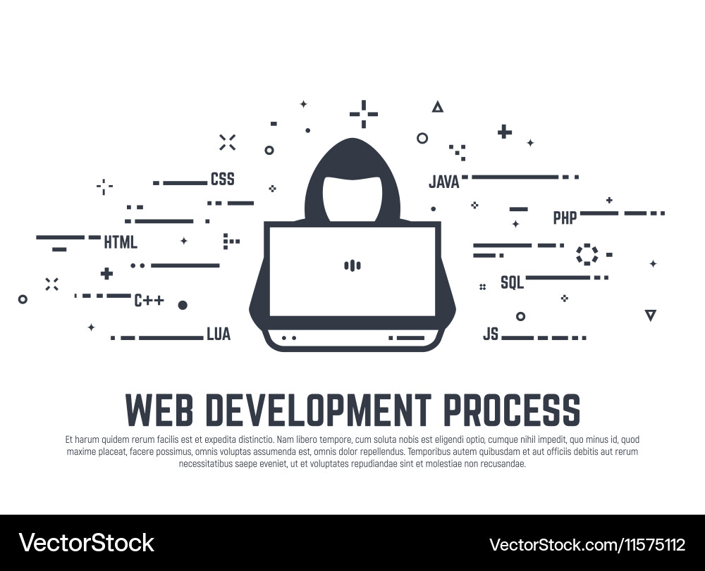 Hacker Laptop Coding Line vector image