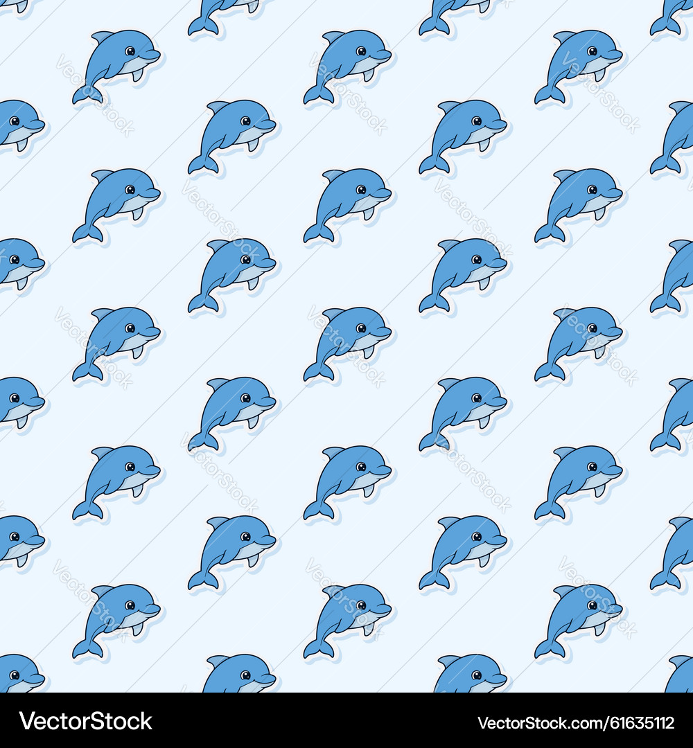 Kawaii Blue Dolphin Pattern – Royalty-Free Vector | VectorStock