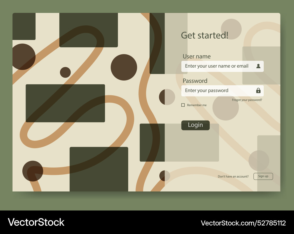 Login screen form and user interface template Login screen form and user interface template vector image
