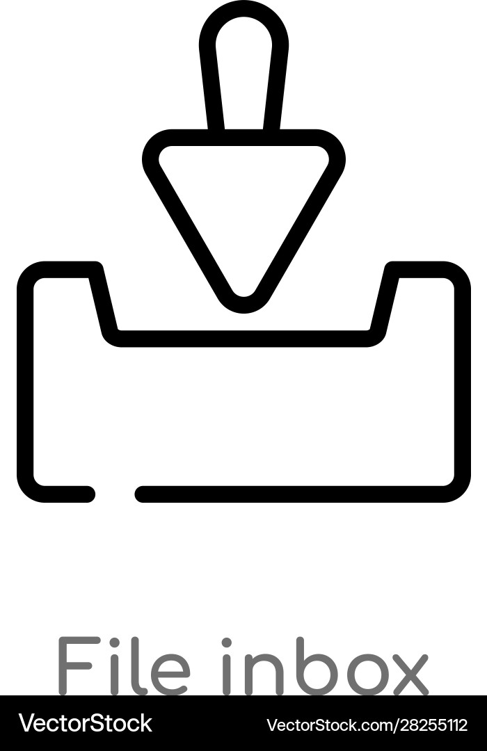 Outline file inbox icon isolated black simple vector image
