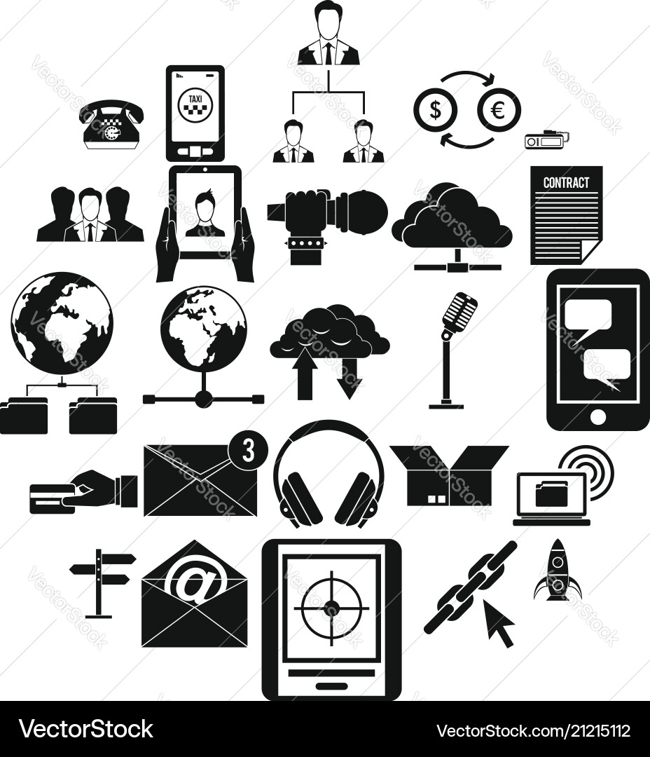 Remark icons set simple style Remark icons set simple style vector image