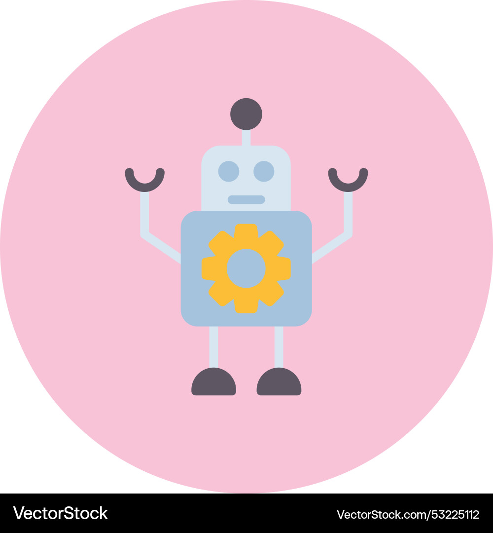 Robot flat circle icon Vector Image
