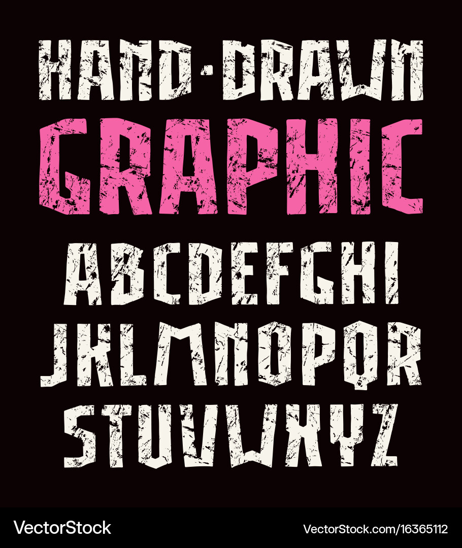 Sanserif font in the style of handmade graphics vector image