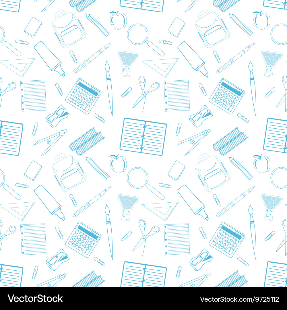 Seamless pattern with different school objects vector image