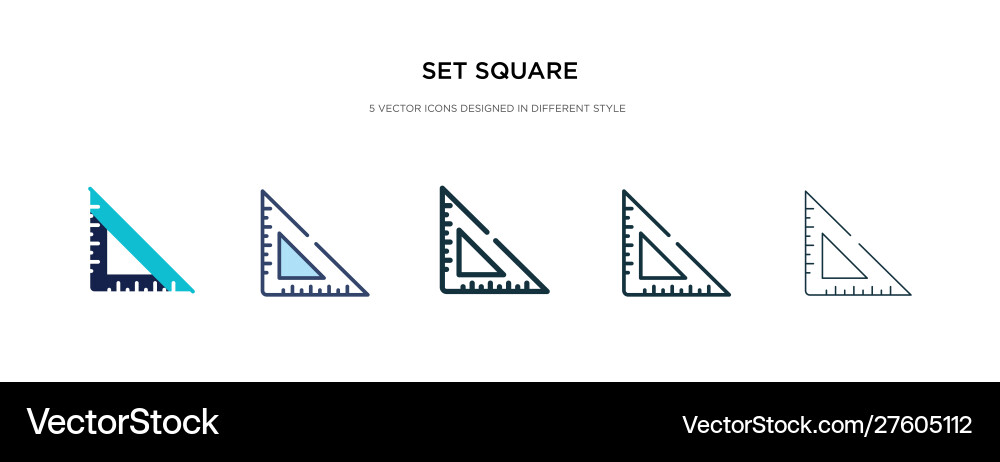 Set square icon in different style two colored Vector Image