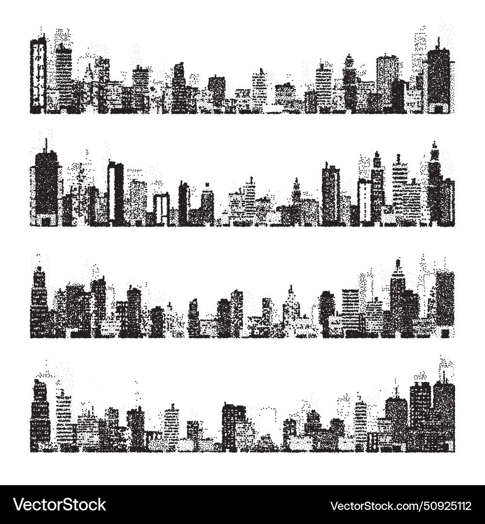 Stippled Stadt Silhouettes Stadtlandschaft Stadt Skyline Stippled Stadt Silhouettes Stadtlandschaft Stadt Skyline vektorbild
