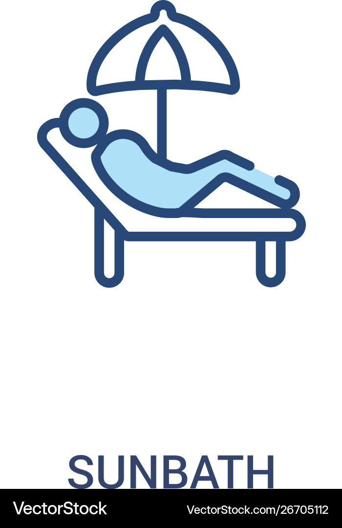 Sunbathing Icon - Simple Line Art Vector Image