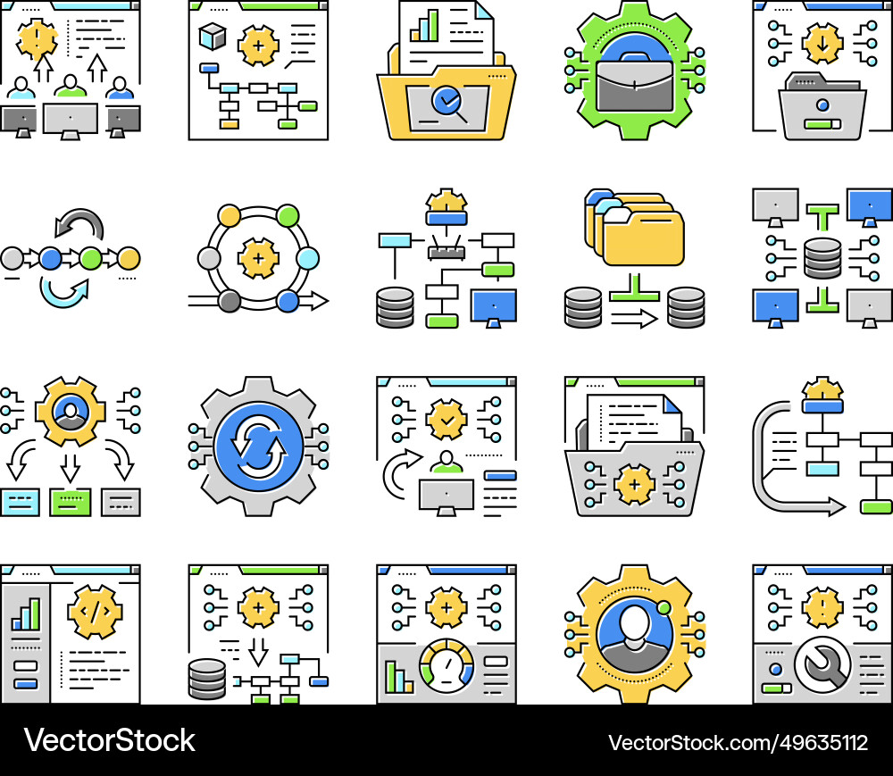 System analyst data icons set System analyst data icons set Vector Image
