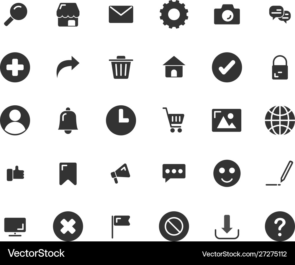 Web interface solid icon set vector image