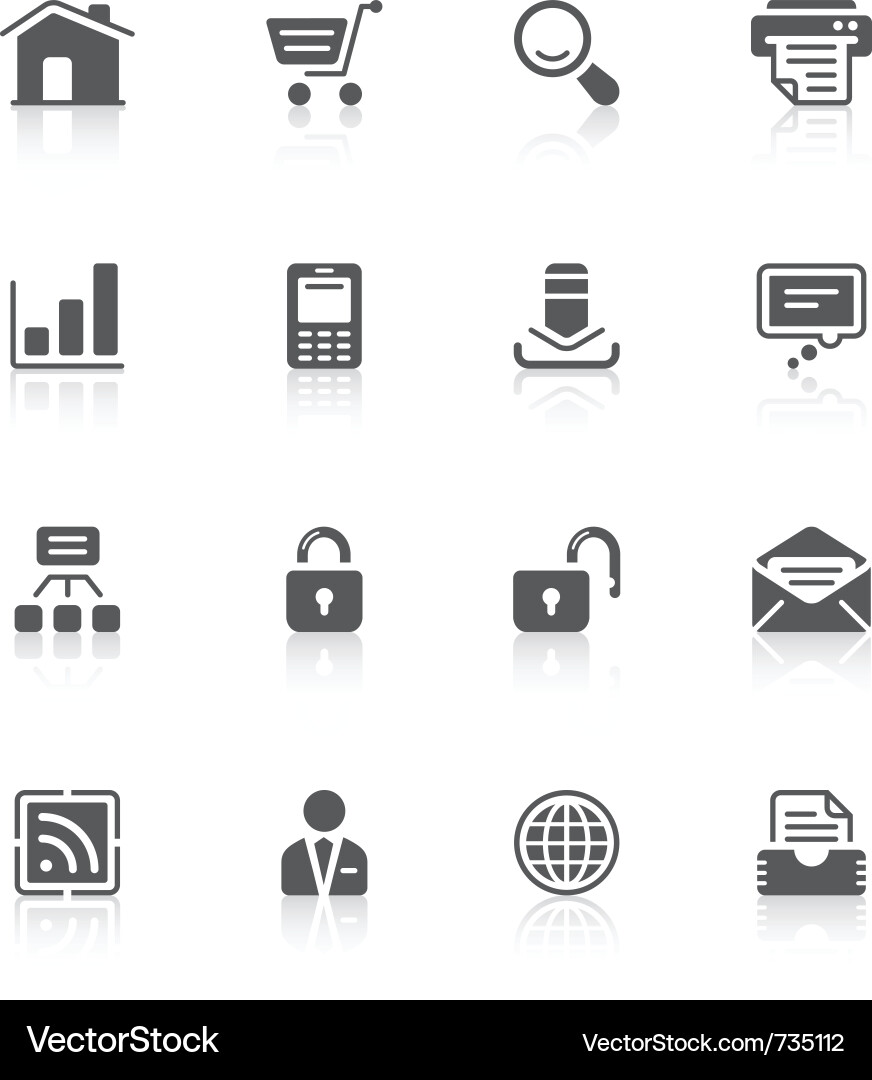 Website Icon Set - Reflection Style vector image
