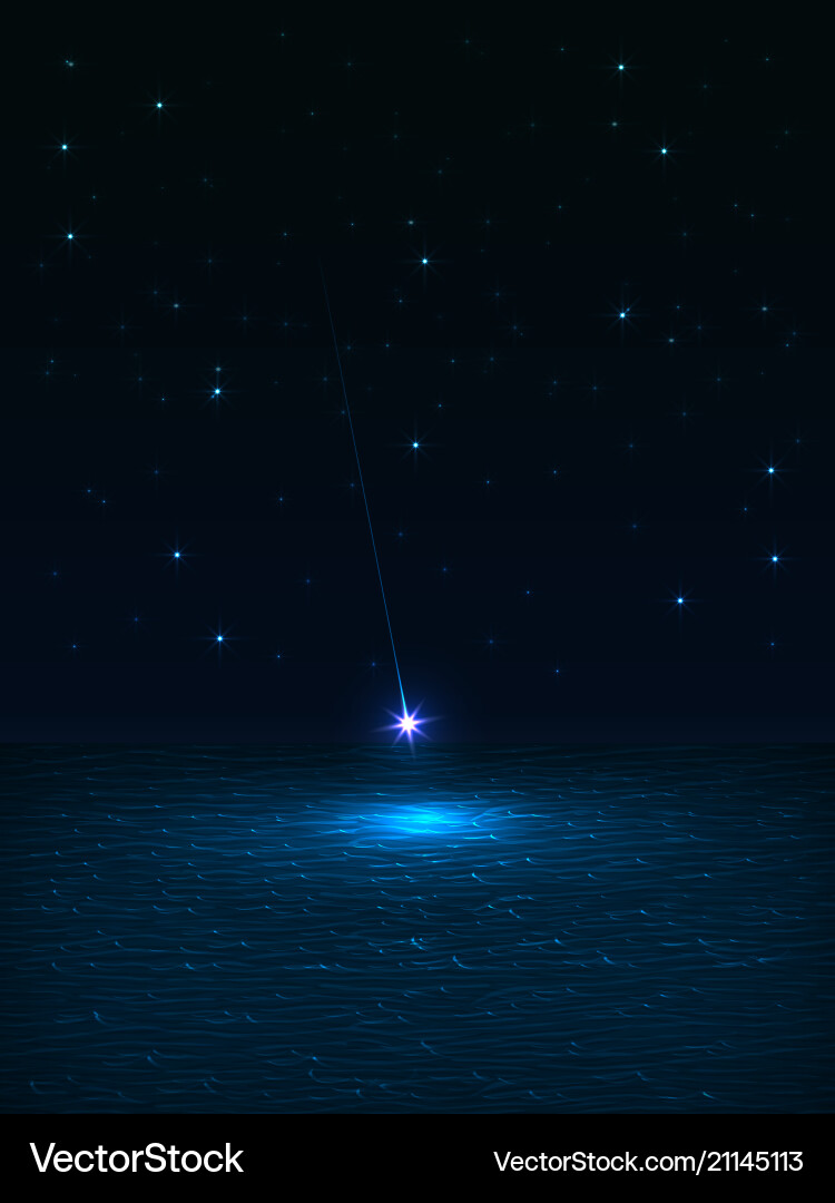 Bright shining star falling into the sea against – Royalty-Free Vector |  VectorStock, image size:750x1080