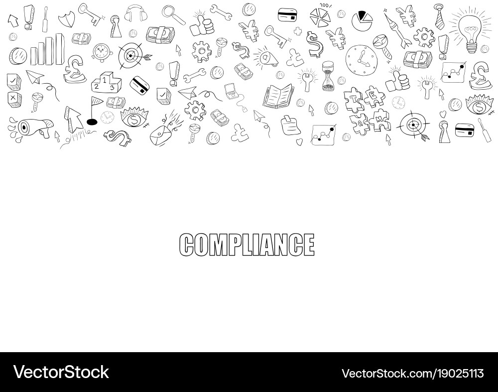 Business development doodles objects background vector image