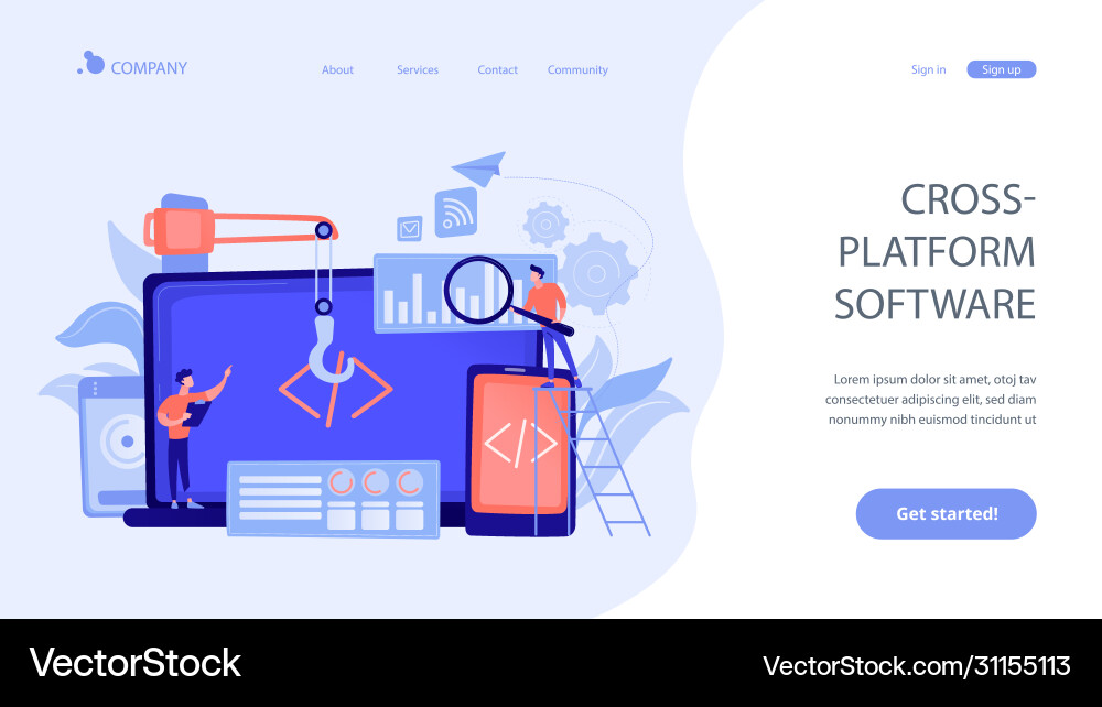Cross-platform development concept landing page Cross-platform development concept landing page vector image