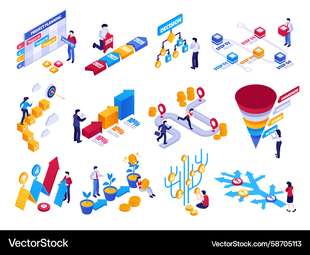 Digital flowchart for business and development Vector Image