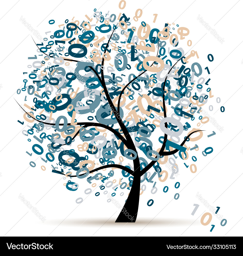 Digital tree logo colorful code and program Vector Image