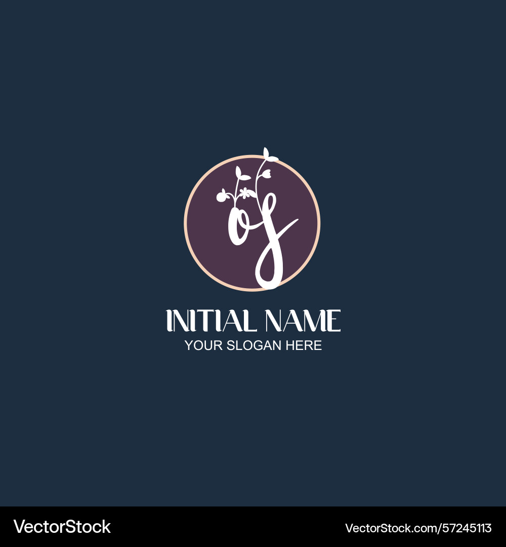 Elegant os initial logo design with botanical Vector Image
