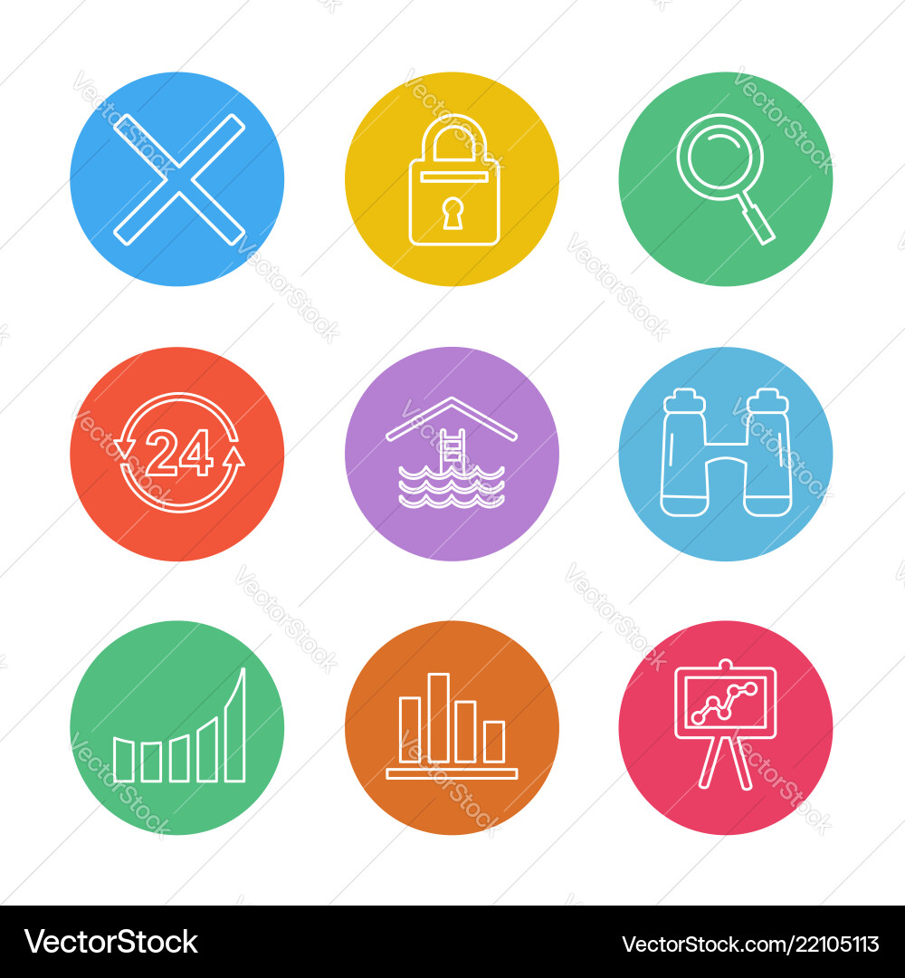 Lock search cross chart graph percentage Vector Image