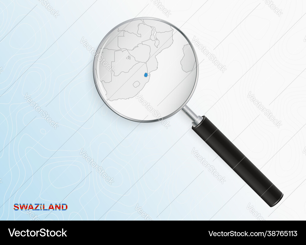Magnifier with map swaziland on abstract Vector Image
