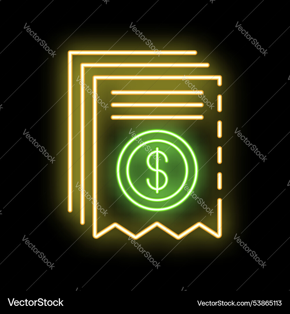 Neon sign representing a stack of invoices Neon sign representing a stack of invoices vector image