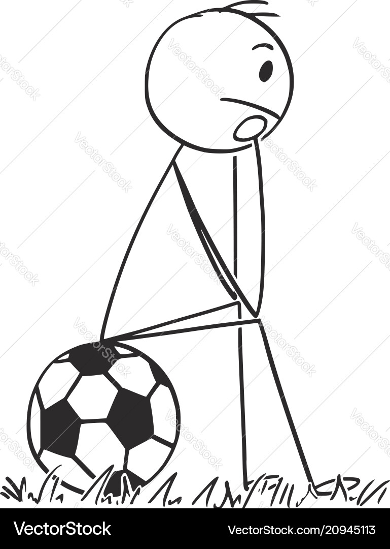 Sad Football Player on Ball Vector Image
