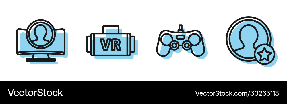 Set line gamepad create account screen virtual Set line gamepad create account screen virtual vector image