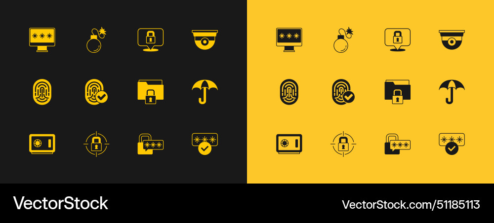 Set security camera lock folder and cyber Set security camera lock folder and cyber vector image