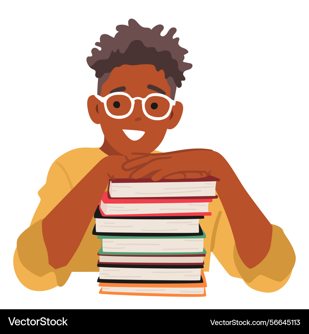 Smiling nerd boy student cartoon character putting Vector Image