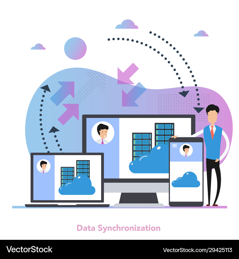 Square concept data synchronization Square concept data synchronization vector image