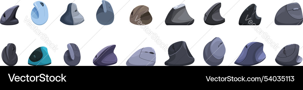 Vertical computer mouse icons set ergonomic Vertical computer mouse icons set ergonomic vector image