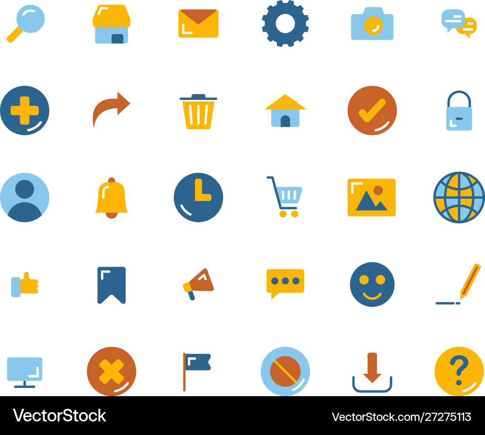 Web interface flat icon set Web interface flat icon set vector image