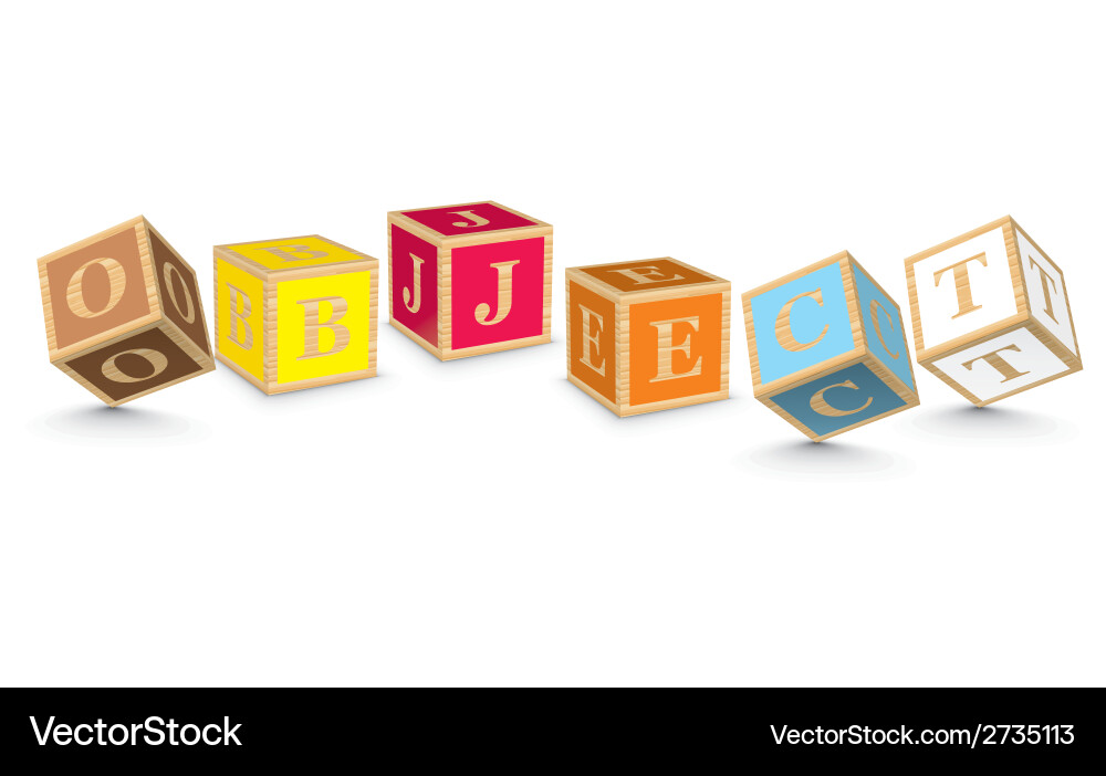 Word object written with alphabet blocks vector image