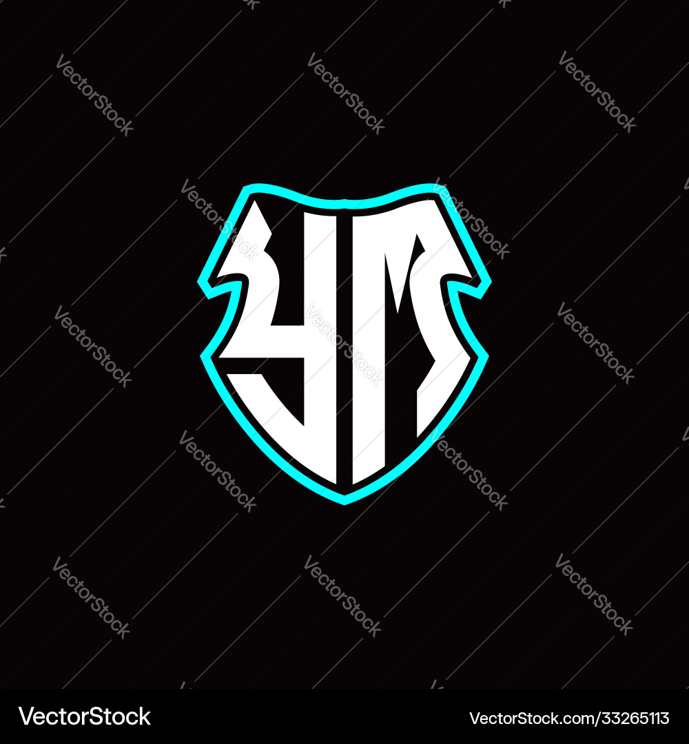Y m initial logo design with a shield shape vector image
