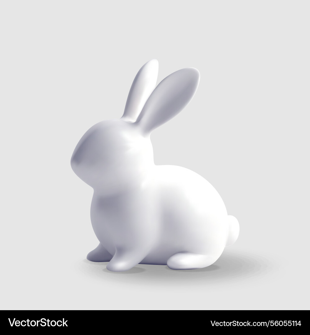 3d white ceramic easter bunny isolated Royalty Free Vector