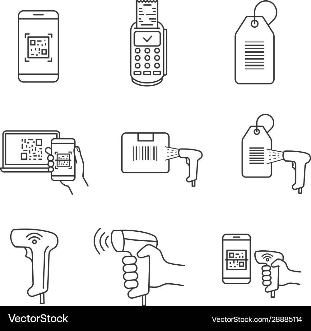Barcode Scanner Icons Set vector image
