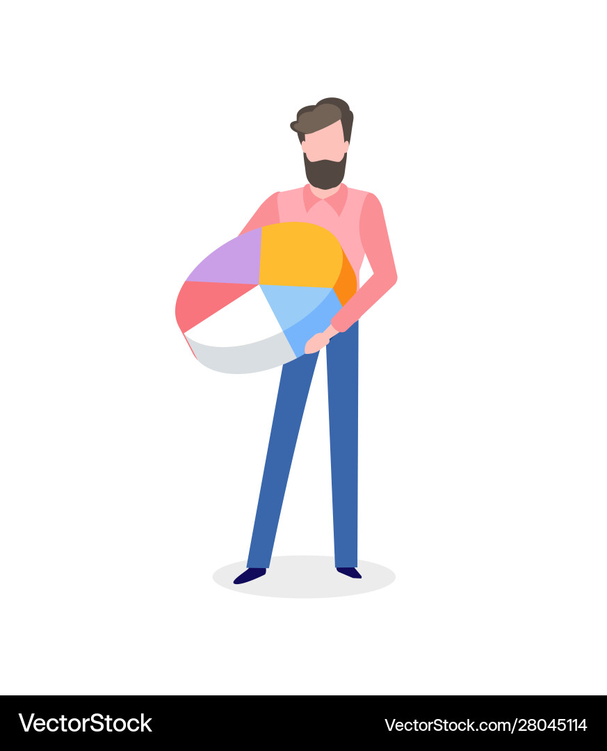 Bearded man with pie graph in hand isolated Bearded man with pie graph in hand isolated vector image
