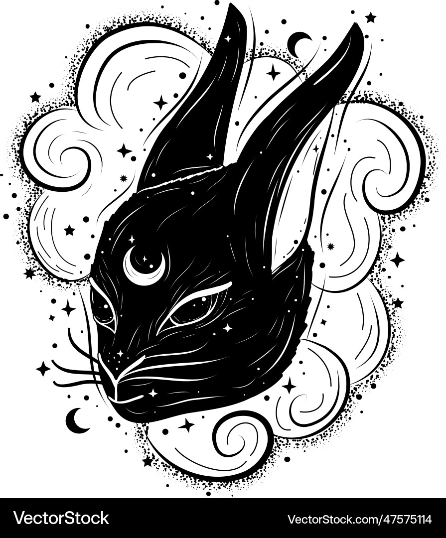 Boho abstract with magic rabbit Boho abstract with magic rabbit Vector Image