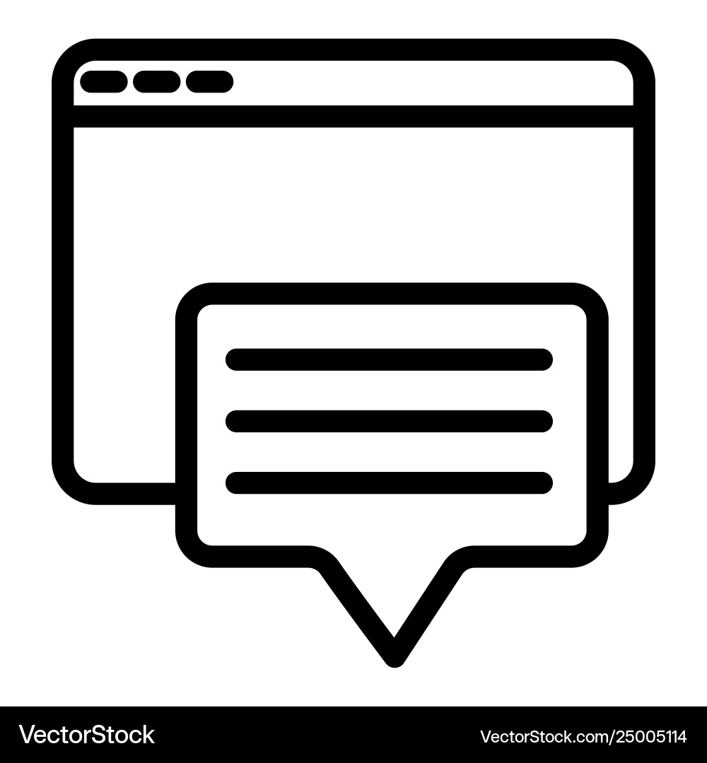 Browser window and speech bubble line icon Browser window and speech bubble line icon vector image