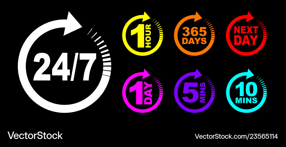 Colorful Timer Icon Set - Clock & Time Vector Image