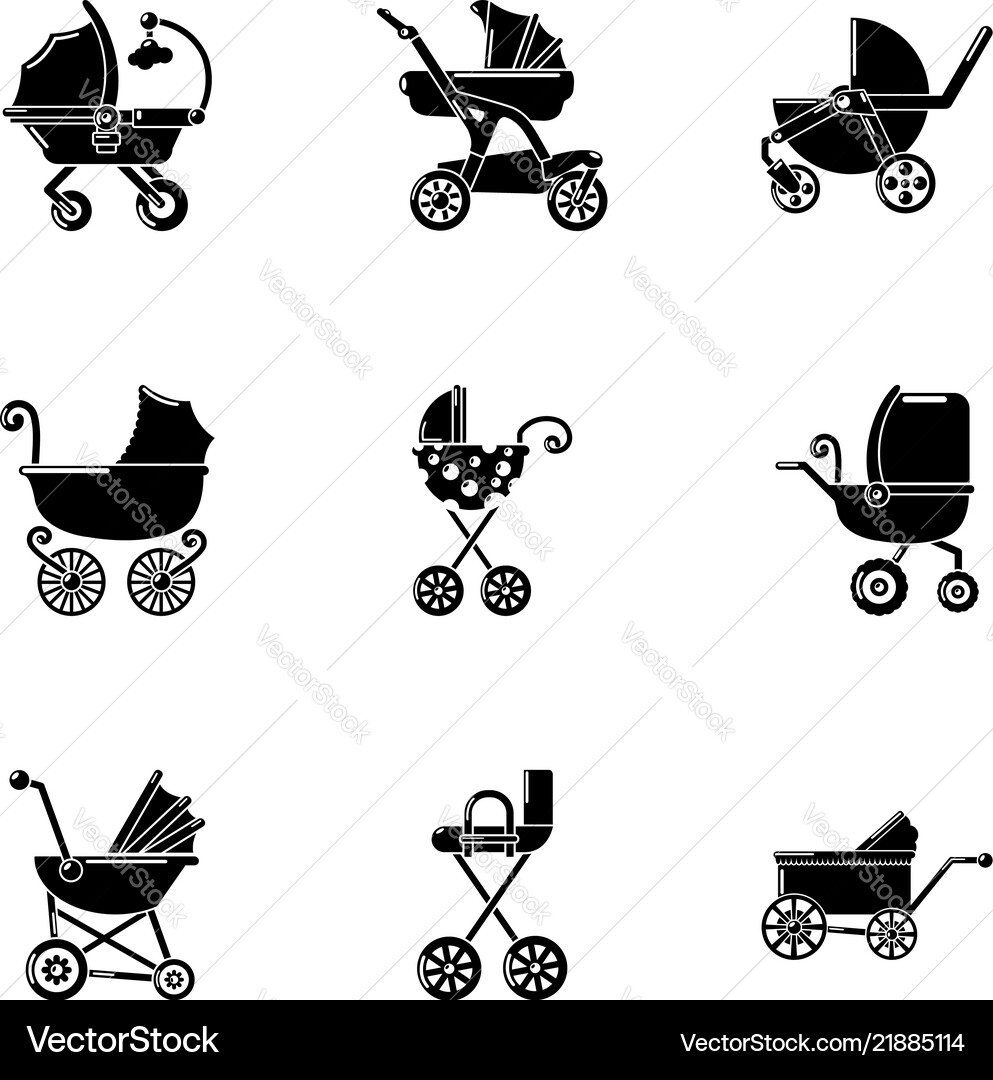 Cot icons set simple style Cot icons set simple style Vector Image