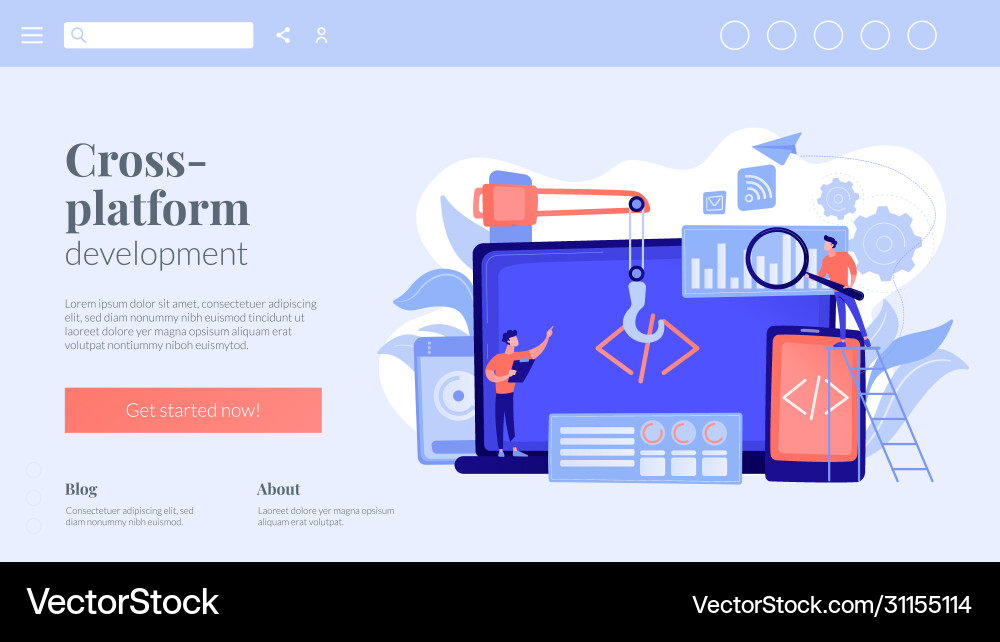 Cross-platform development concept landing page vector image