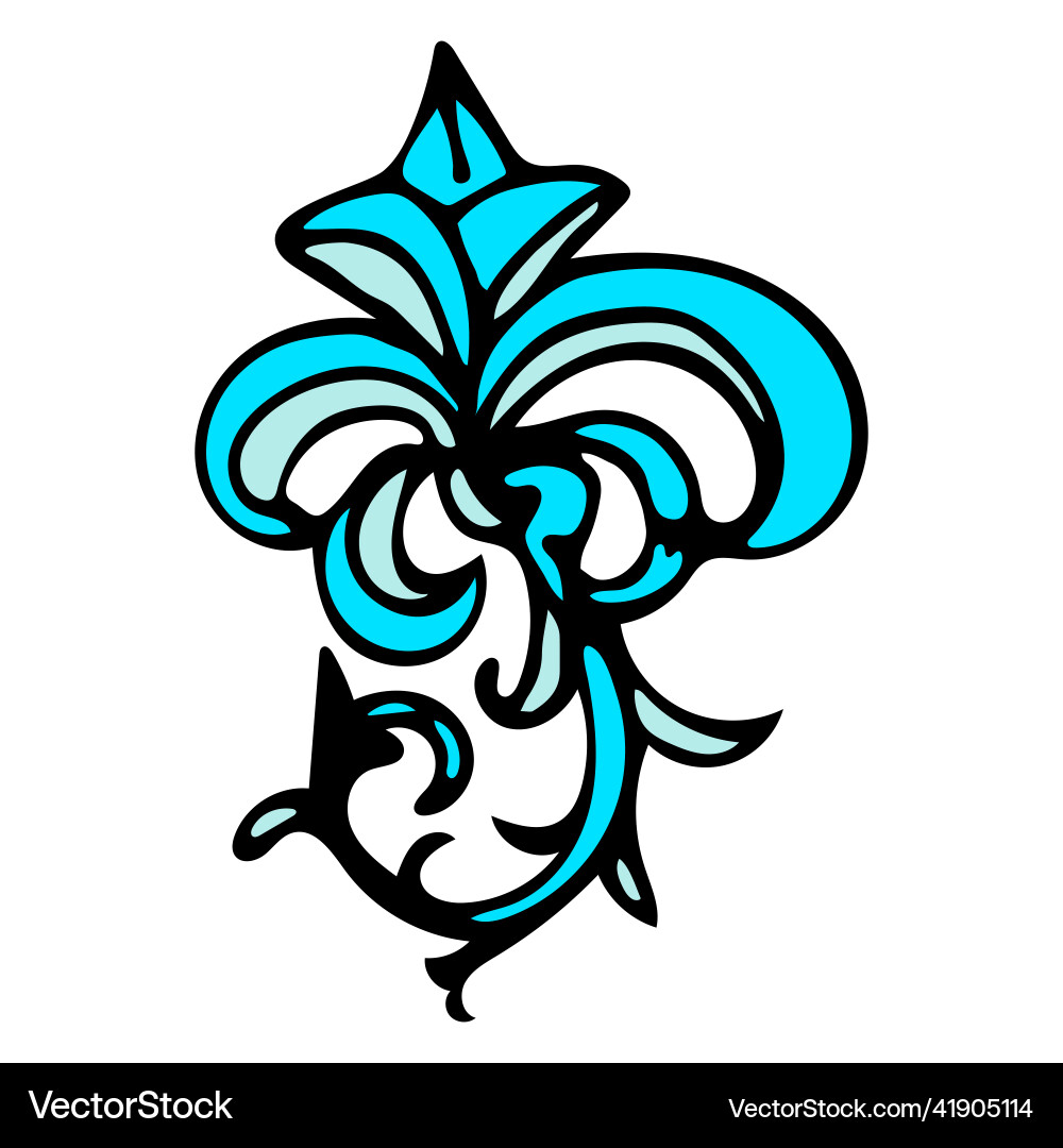 Damask hand drawn abstract element isolated Vector Image