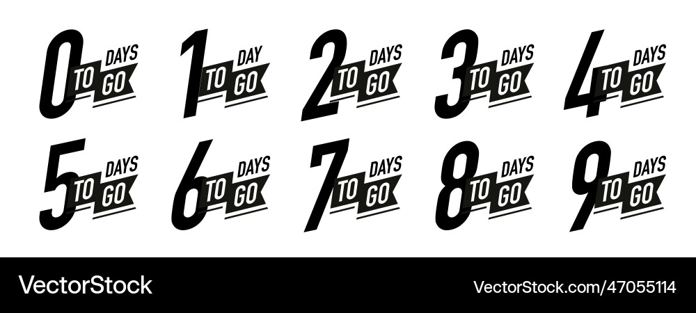 Days to go timer label set color style vector image
