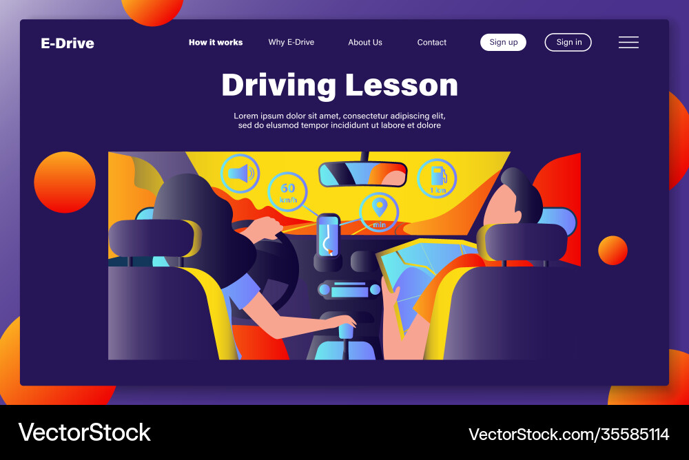 Driver and passenger navigating on road within map Driver and passenger navigating on road within map vector image