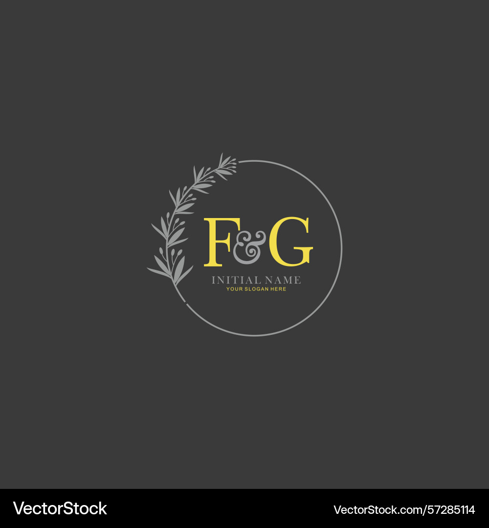 Fg initial logo templates with botanical elements Vector Image