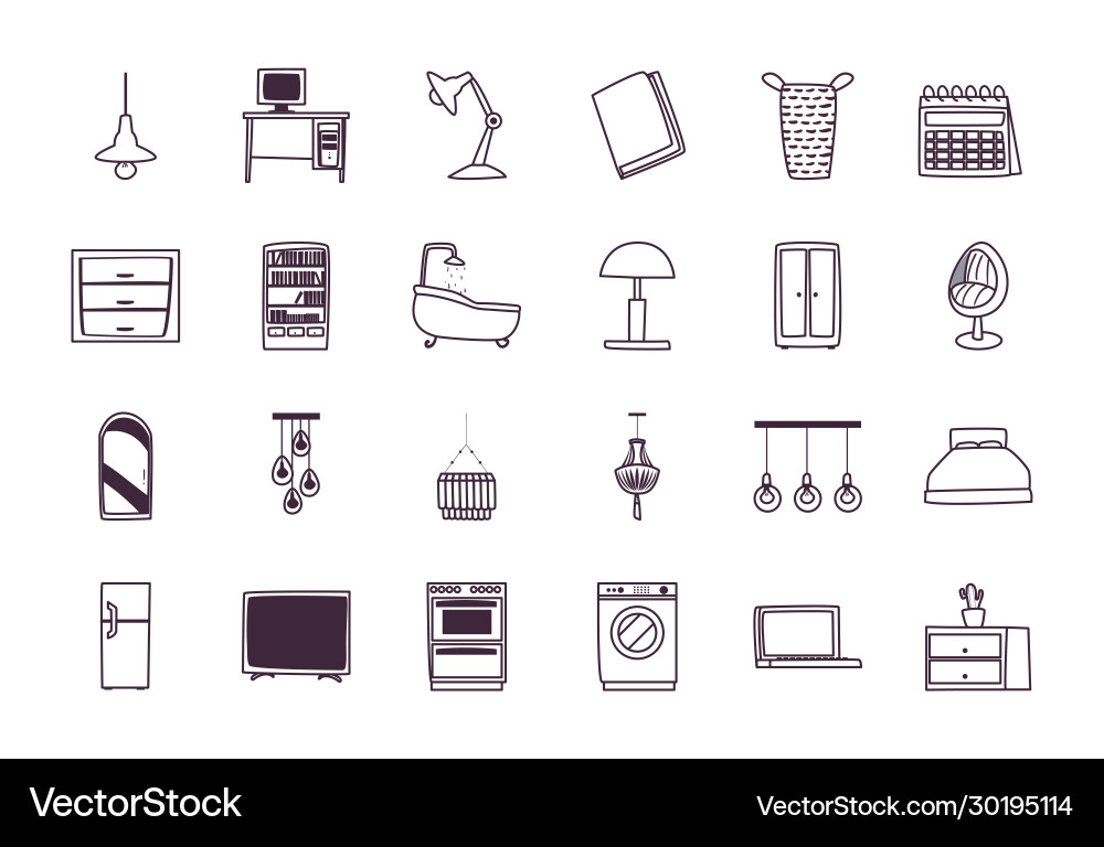 Isolated home line style icon set design Isolated home line style icon set design vector image